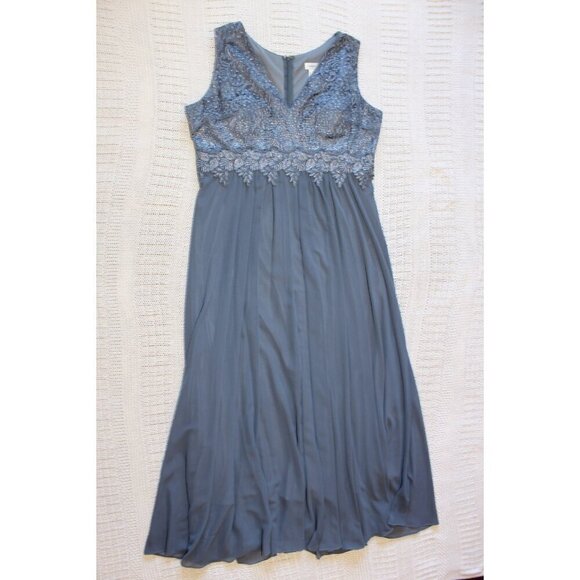 Cinderella Divine Chiffon Maxi Dress 22 Embellished Gown Smoky Blue sleeveless - Picture 5 of 10